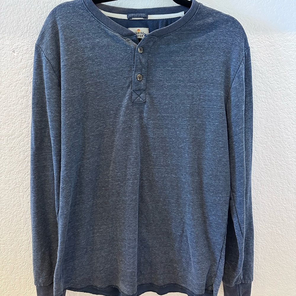 Marine Layer Men's Blue Henley Shirt